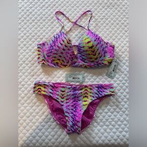 Luli Fama multi colored swim suit. NWT.